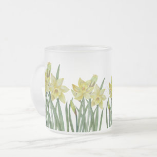 Waterverf Daffodils Flower Portrait Illustratie Matglas Koffiemok