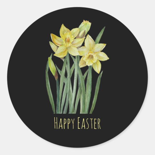 Waterverf Daffodils Flower Portrait Illustratie Ronde Sticker (Voorkant)