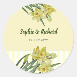 Waterverf Daffodils Flower Portrait Illustratie Ronde Sticker
