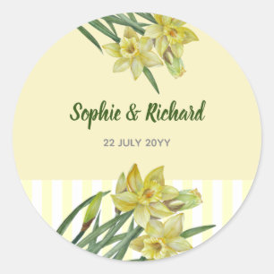 Waterverf Daffodils Flower Portrait Illustratie Ronde Sticker