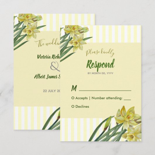 Waterverf Daffodils Flower Portrait Illustratie RSVP Kaartje (Voorkant / Achterkant)
