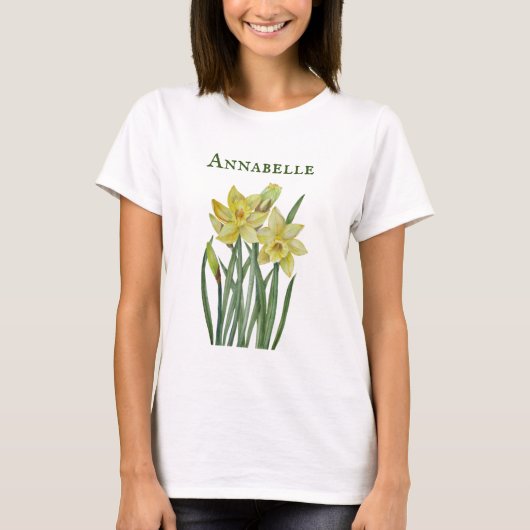 Waterverf Daffodils Flower Portrait Illustratie T-shirt (Voorkant)
