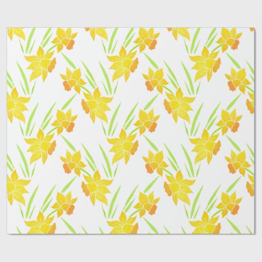 Waterverf Daffodils Patroon Cadeaupapier (Vlak)