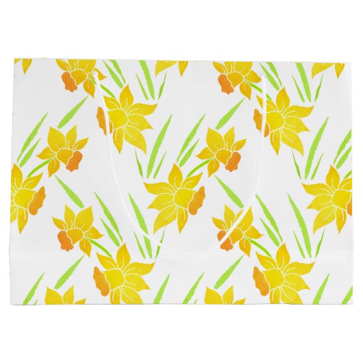 Waterverf Daffodils Patroon Groot Cadeauzakje (Achterkant)