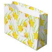 Waterverf Daffodils Patroon Groot Cadeauzakje (Achterkant Gekanteld)