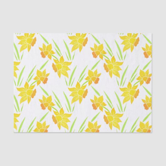Waterverf Daffodils Patroon Tissuepapier (Voorkant)