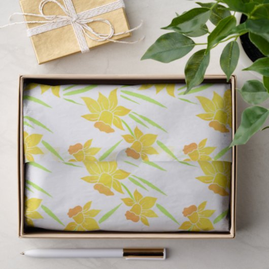 Waterverf Daffodils Patroon Tissuepapier (Geschenk)