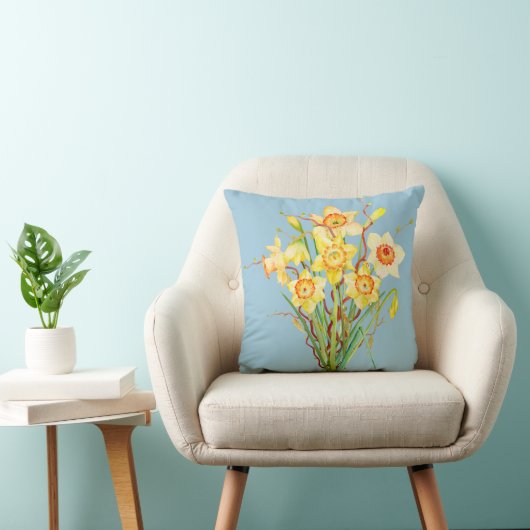 Waterverf Daffodils Pillow Kussen (Stoel)