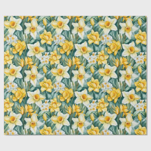 Waterverf Daffodils wrappen papierrol Cadeaupapier (Vlak)