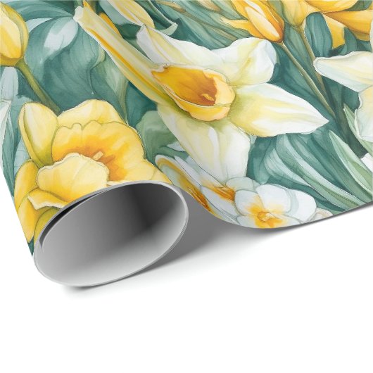 Waterverf Daffodils wrappen papierrol Cadeaupapier (Rol Hoek)