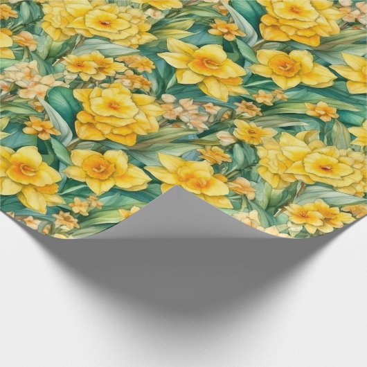 Waterverf Daffodils wrappen papierrol Cadeaupapier (Hoek)