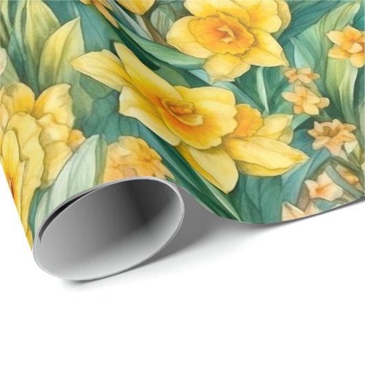 Waterverf Daffodils wrappen papierrol Cadeaupapier (Rol Hoek)