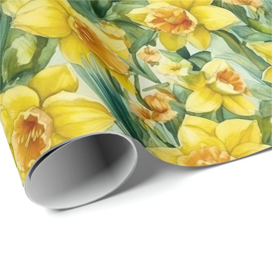 Waterverf Daffodils wrappen papierrol Cadeaupapier (Rol Hoek)
