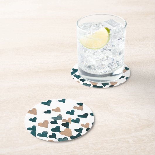 Waterverf dag valentijn - neutraal ronde kartonnen onderzetter (Insitu)