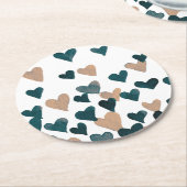 Waterverf dag valentijn - neutraal ronde kartonnen onderzetter (Gebogen)