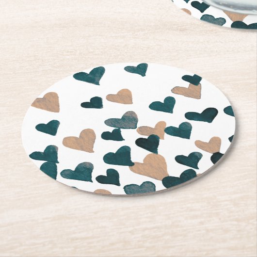 Waterverf dag valentijn - neutraal ronde kartonnen onderzetter (Gebogen)