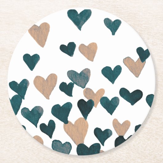 Waterverf dag valentijn - neutraal ronde kartonnen onderzetter (Voorkant)