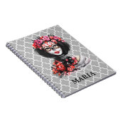 Waterverf Dag van de dode Rozen Roze rood Notitieboek (Rechterzijde)