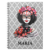 Waterverf Dag van de dode Rozen Roze rood Notitieboek (Voorkant)