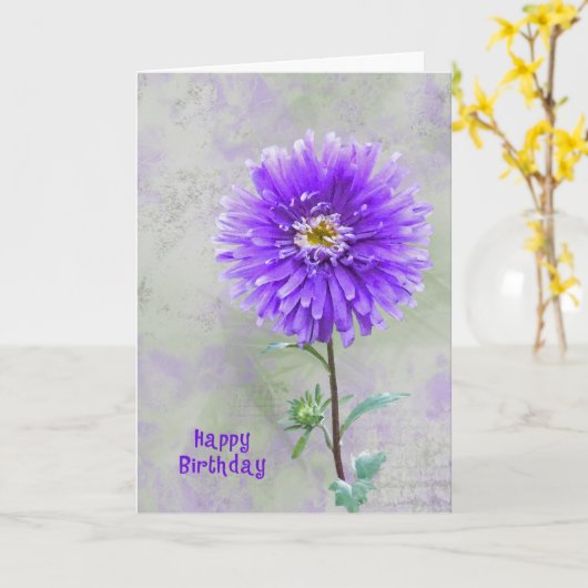 Waterverf Dahlia Birthday Kaart (Gele Bloem)