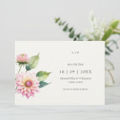 Waterverf Dahlia bloem Save the Date Uitnodiging (Staand voorkant)