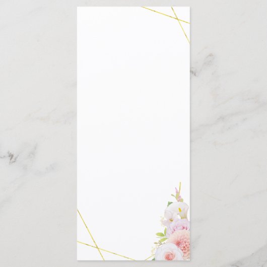 Waterverf Dahlia en Rozen bruiloft Menu (Achterkant)