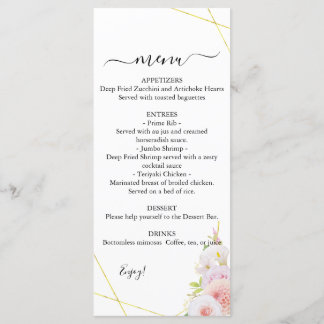 Waterverf Dahlia en Rozen bruiloft Menu