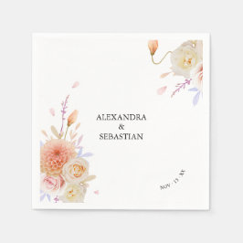 Waterverf Dahlia en Rozen bruiloft Servet