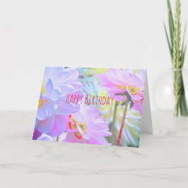 Waterverf Dahlia Flowers Happy Birthday Kaart