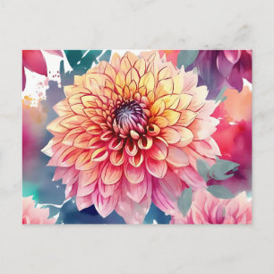 Waterverf Dahlia Summer Briefkaart