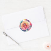 Waterverf Dahlia Summer Ronde Sticker (Envelop)