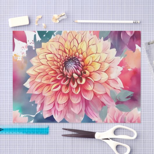 Waterverf Dahlia Summer Tissuepapier (Craft)
