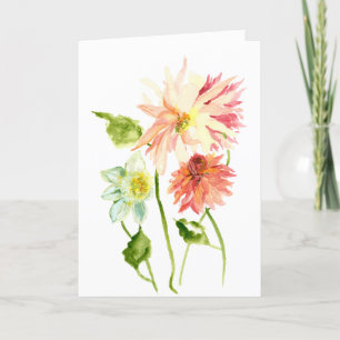 Waterverf Dahlia Wenskaart – Aangepaste tekst Bedankkaart