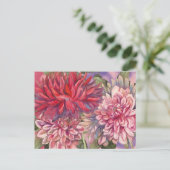 waterverf dahlias bloemen briefkaart (Staand voorkant)