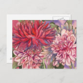 waterverf dahlias bloemen briefkaart (Voorkant / Achterkant)