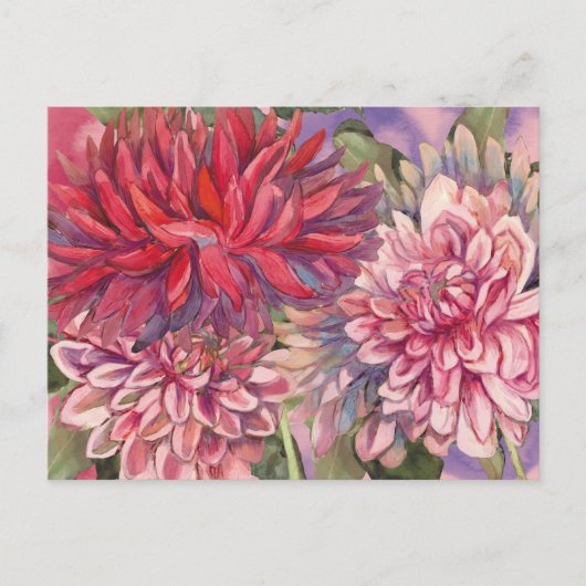 waterverf dahlias bloemen briefkaart (Voorkant)