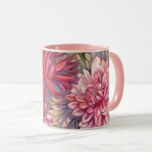 waterverf dahlias bloemen mok