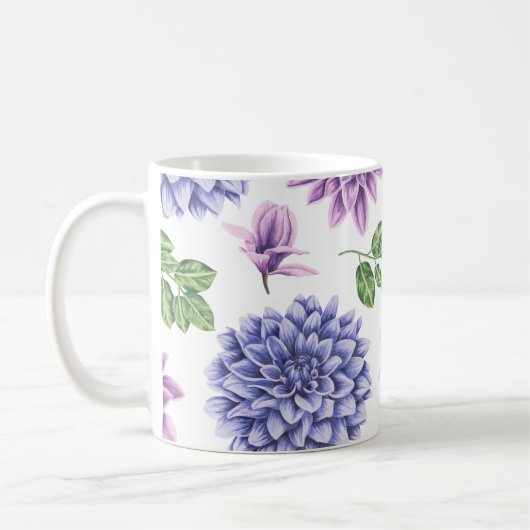 Waterverf Dahlias Paars Blue Koffiemok (Links)