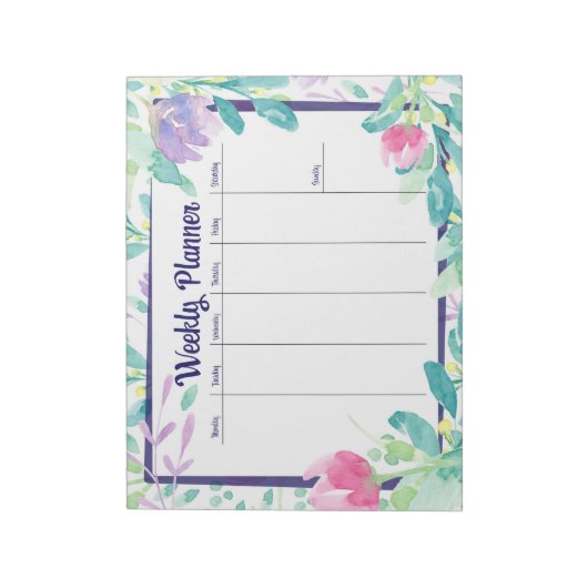Waterverf Dainty Floral Weekly Planner Notitieblok (Linkerzijde)