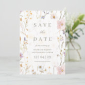Waterverf Dainty Flowers Wedding Save the Date Kaart (Staand voorkant)