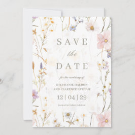 Waterverf Dainty Flowers Wedding Save the Date Kaart