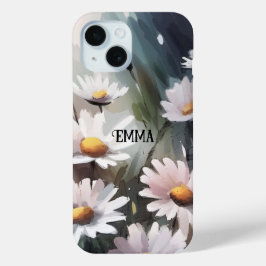 Waterverf Daisies Aangepaste naam iPhone 15 Case