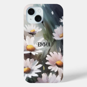 Waterverf Daisies Aangepaste naam iPhone 15 Case