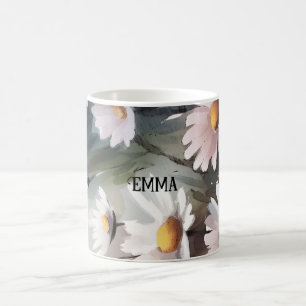 Waterverf Daisies Aangepaste naam Koffiemok