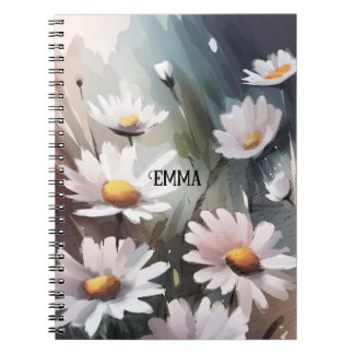 Waterverf Daisies Aangepaste Naam Tekst Notitieboek