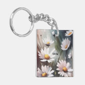 Waterverf Daisies Aangepaste Naam Tekst Sleutelhanger (Voorkant Links)