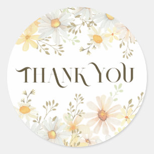 Waterverf daisies bedankt klassieke ronde sticker