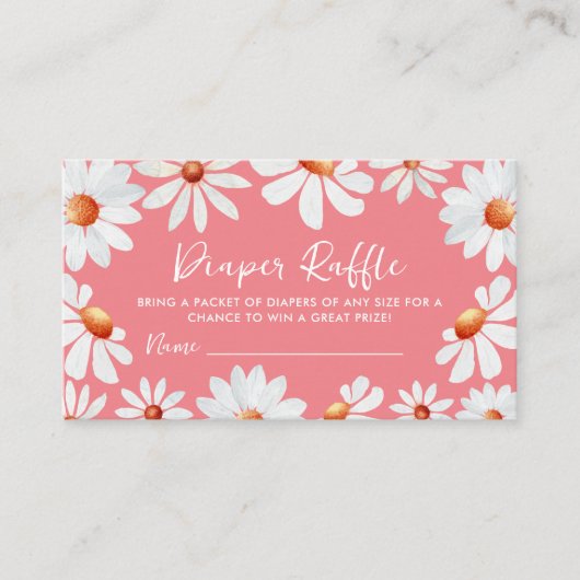 Waterverf Daisies Diaper Raffle Informatiekaartje (Voorkant)