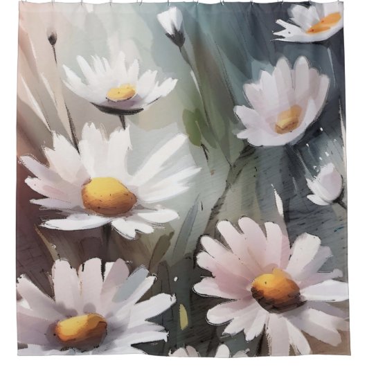 Waterverf Daisies Douchegordijn (Voorkant)