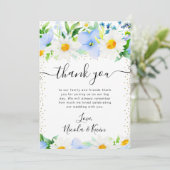 Waterverf Daisies en Blue Flowers Bruiloft Bedankkaart (Staand voorkant)